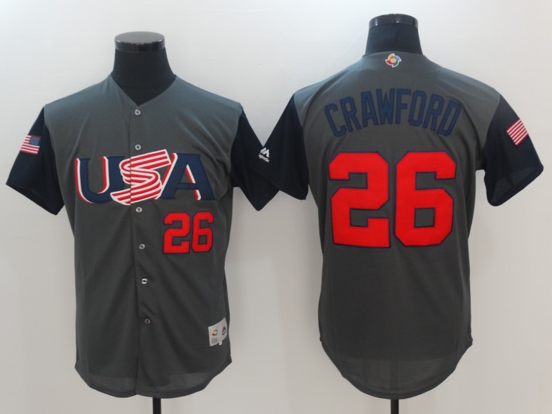 Men USA Baseball #26 Crawford Gray 2017 World Baseball Classic Authentic Jersey